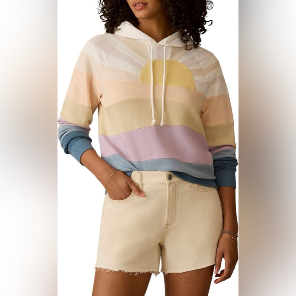 Faherty NWT Soleil Stripe Cotton Hoodie Coastal Canyon